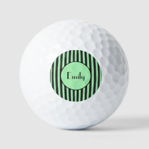 Bold Mint Green & Black Stripe Personalised Golf Balls