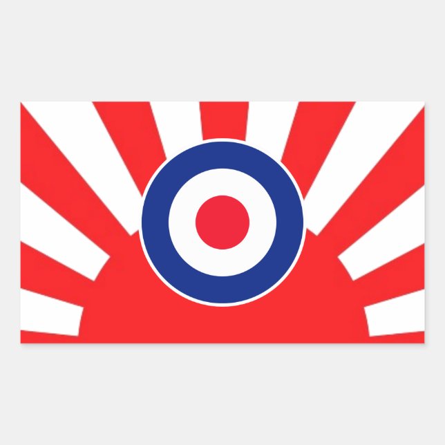 Bold MOD Target Roundel on Burst Japan Rectangular Sticker (Front)