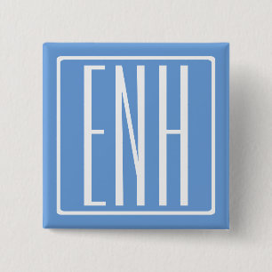 Bold Modern 3 Initials Monogram   Soft Blue 15 Cm Square Badge