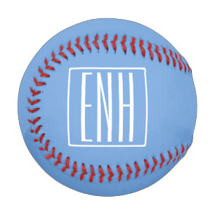 Bold Modern 3 Initials Monogram   Soft Blue Baseball