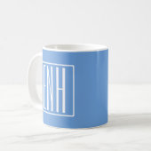 Bold Modern 3 Initials Monogram | Soft Blue Coffee Mug (Front Left)