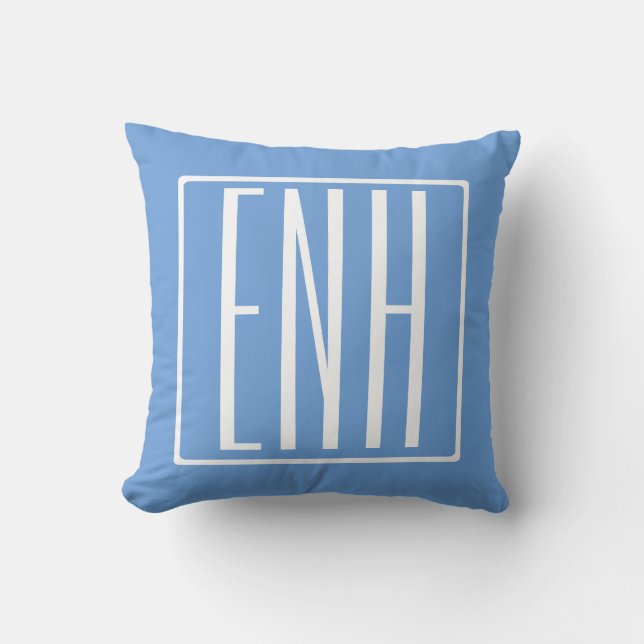 Bold Modern 3 Initials Monogram | Soft Blue Cushion (Front)