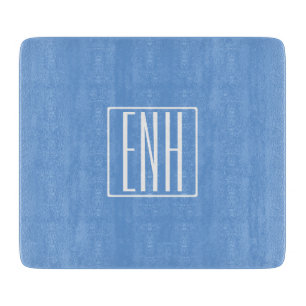 Bold Modern 3 Initials Monogram   Soft Blue Cutting Board