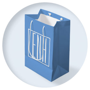 Bold Modern 3 Initials Monogram   Soft Blue Medium Gift Bag