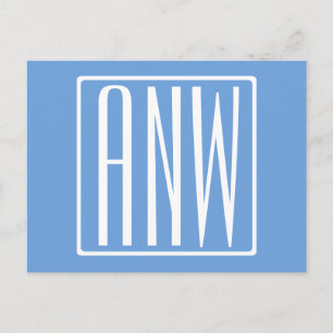 Bold Modern 3 Initials Monogram   Soft Blue Postcard