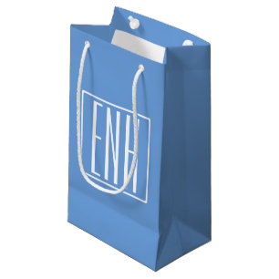 Bold Modern 3 Initials Monogram   Soft Blue Small Gift Bag