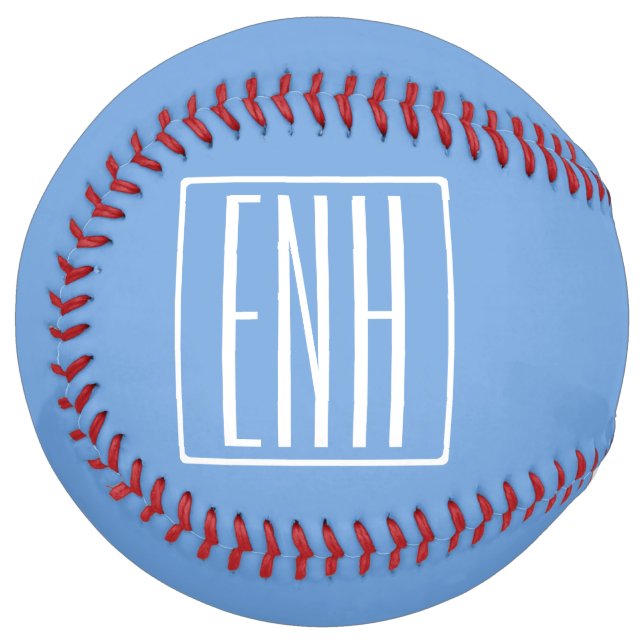 Bold Modern 3 Initials Monogram | Soft Blue Softball (Front Left)
