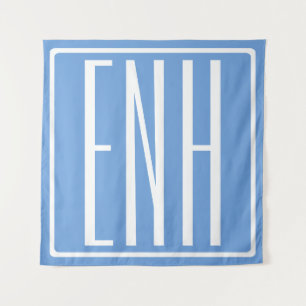 Bold Modern 3 Initials Monogram Soft Blue Tapestry