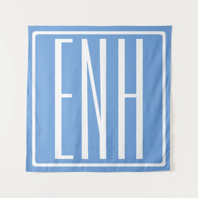 Bold Modern 3 Initials Monogram | Soft Blue Tapestry (Front)