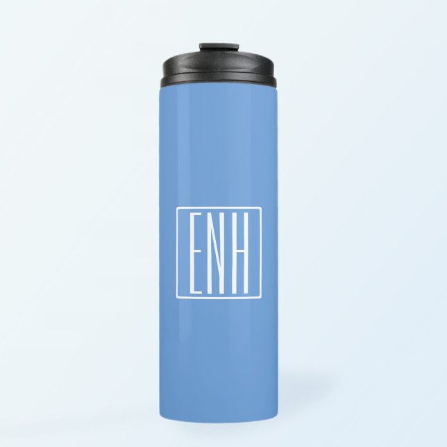 Bold Modern 3 Initials Monogram | Soft Blue Thermal Tumbler (Creator Uploaded)