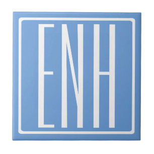 Bold Modern 3 Initials Monogram   Soft Blue Tile