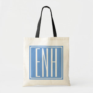Bold Modern 3 Initials Monogram   Soft Blue Tote Bag