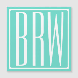 Bold Modern 3 Initials Monogram   White On Aqua