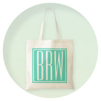 Bold Modern 3 Initials Monogram | White On Aqua