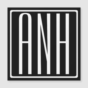 Bold Modern 3 Initials Monogram   White On Black