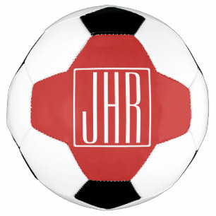 Bold Modern 3 Initials Monogram White On Red Football