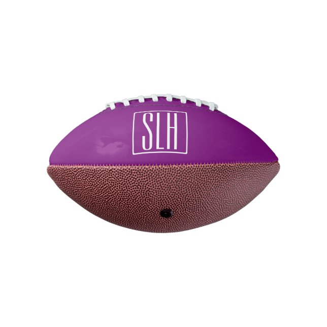 Bold Modern 3 Initials Monogram | White & Purple American Football (Rotated 270)