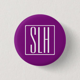 Bold Modern 3 Initials Monogram   White & Purple Cm Round Badge