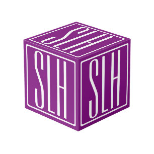 Bold Modern 3 Initials Monogram   White & Purple Cube