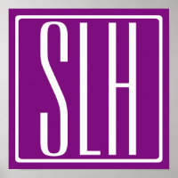Bold Modern 3 Initials Monogram | White & Purple
