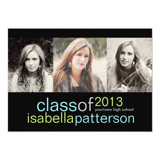 Bold Modern 3 Photo Graduation Party Announcment Card