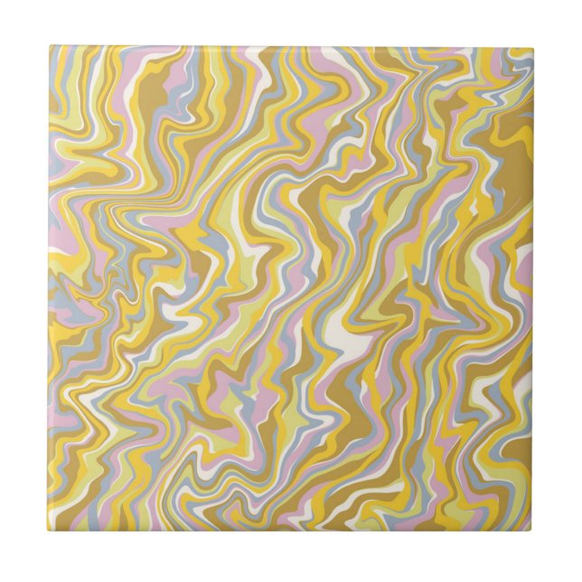 Bold Modern Abstract Green Marble Wavy Stripe  Tile (Front)