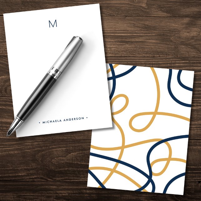 Bold Modern Abstract Monogram & Name Stationery Card (Creator Uploaded)