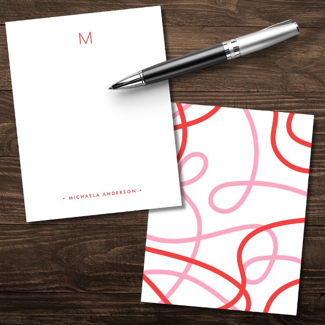Bold Modern Abstract Monogram & Name Stationery Card (Creator Uploaded)