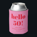 Bold Modern Aesthetic Pink and Red 50th Birthday Can Cooler<br><div class="desc">Bold Modern Simple Fun Pink and Red 50th Birthday Custom Can Cooler</div>