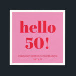 Bold Modern Aesthetic Pink and Red 50th Birthday Napkin<br><div class="desc">Bold Modern Simple Fun Pink and Red 50th Birthday Custom Napkins - age is editable</div>