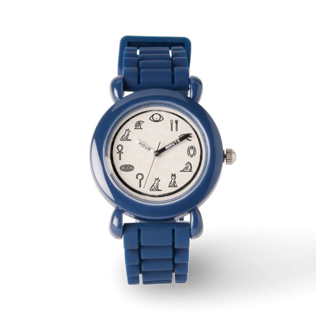 Bold Modern Arabic Numerals Blue Wristwatch (Front)