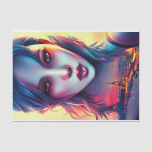 Bold Modern Artistic Woman Paris Eiffel Tower Tissue Paper