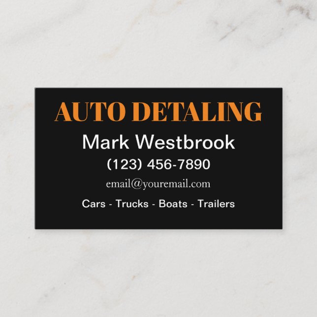 Bold Modern Auto Detailing Services Business Card (Front)