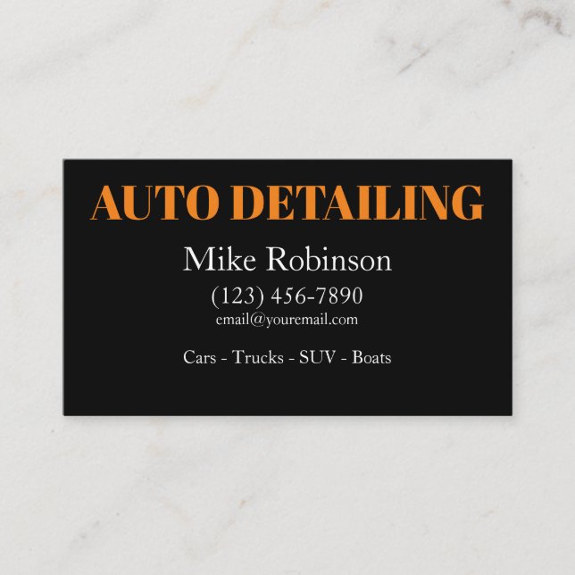 Bold Modern Auto Detailing Services Business Card (Front)