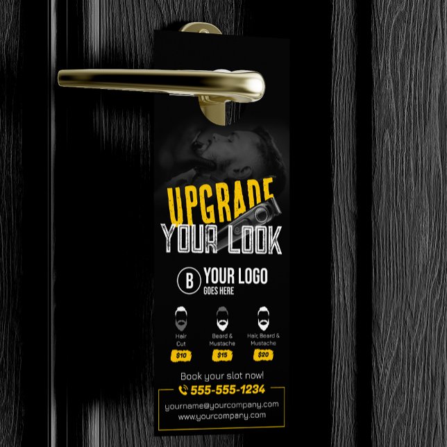 Bold & Modern Barber Shop Hair Stylist Moustache Door Hanger (Creator Uploaded)