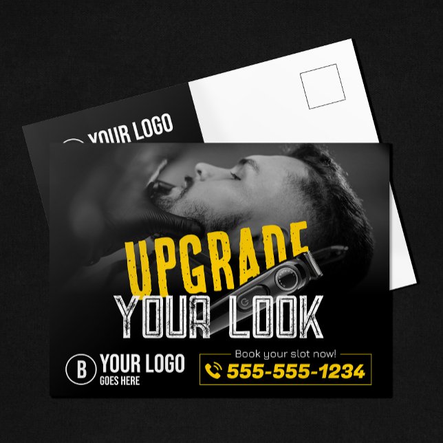 Bold & Modern Barber Shop Hair Stylist Moustache Postcard (Creator Uploaded)