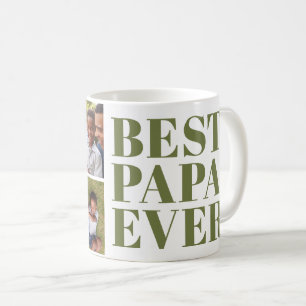 Bold Modern Best Papa Ever 3 Photo Gift Coffee Mug