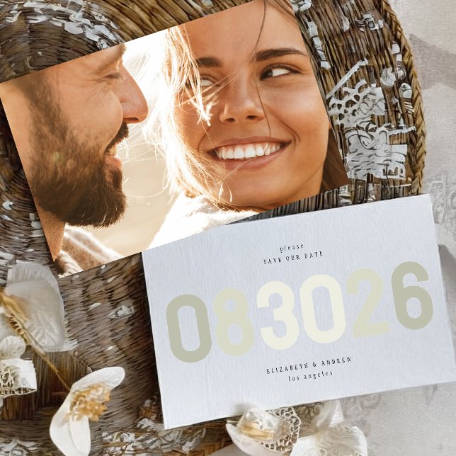 Bold Modern Big Date in Sage Green Photo Save The Date (Creator Uploaded)