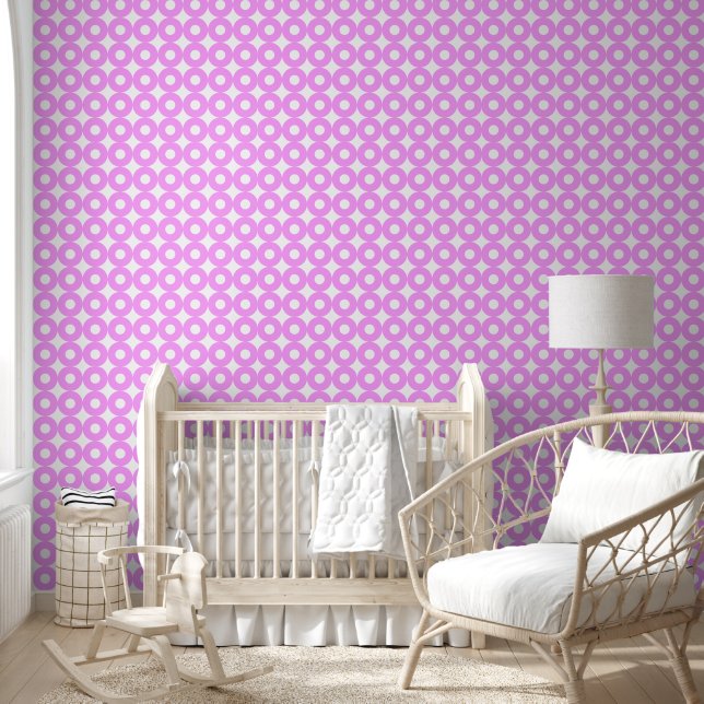 Bold, Modern Big Pink Circles Pattern Wallpaper (Kids)