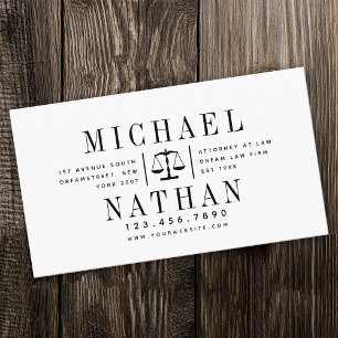 Bold Modern Black and White Lawyer Attorney Business Card