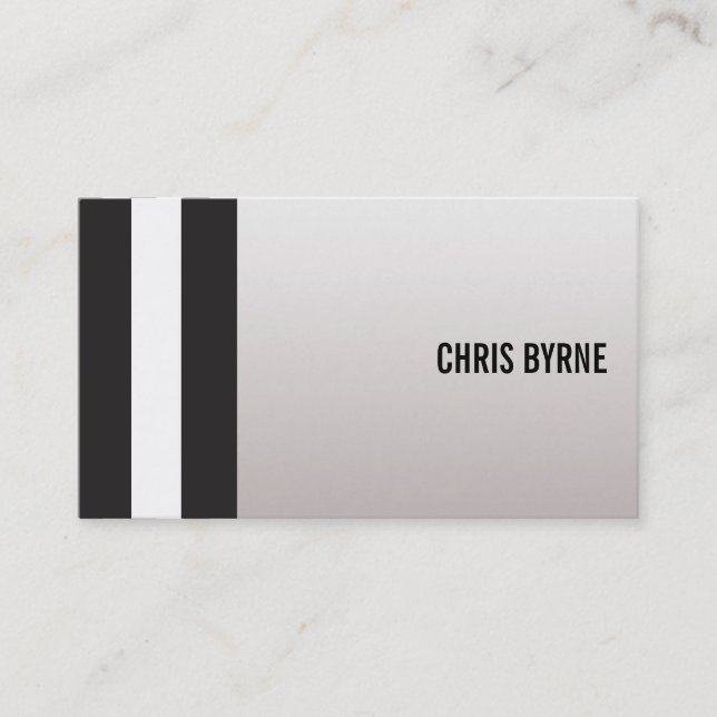Bold Modern Black and White Vertical Stripes Business Card (Front)