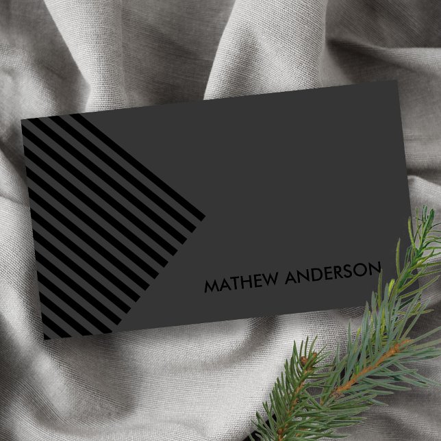BOLD MODERN BLACK ANGLE STRIPED LINE PATTERN BUSINESS CARD (Creator Uploaded)