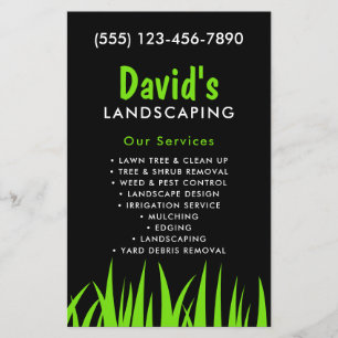 Bold & Modern Black & Green Landscaping Leaflet Flyer