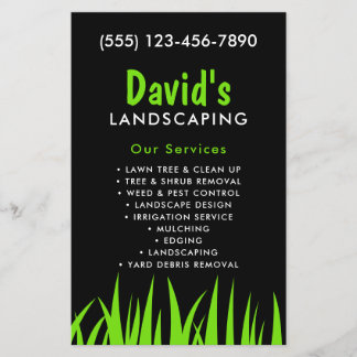 Bold & Modern Black & Green Landscaping Leaflet Flyer