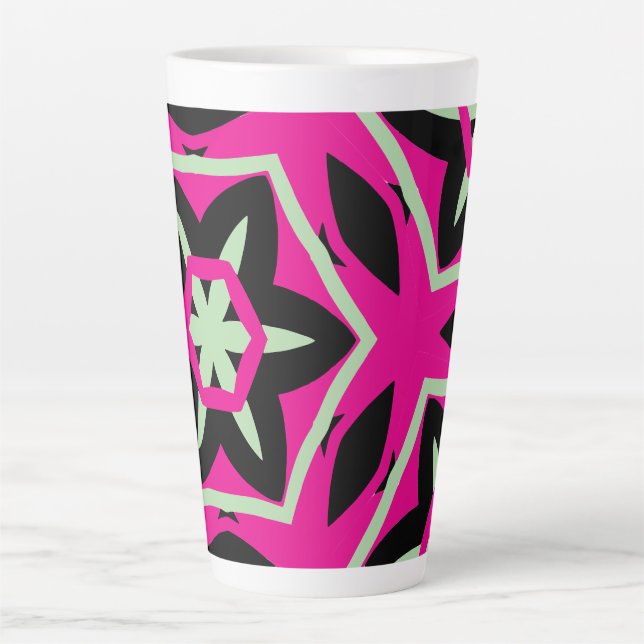 Bold Modern black pink green Latte Mug (Front)