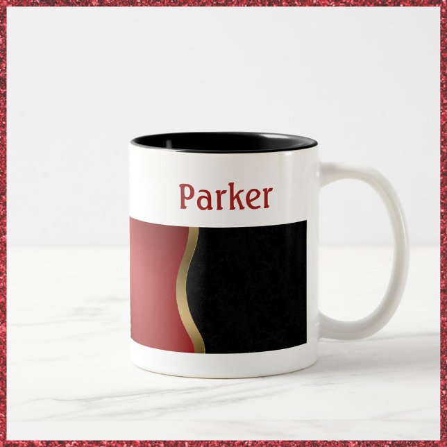 Bold Modern Black Red and Gold Two-Tone Coffee Mug (Creator Uploaded)