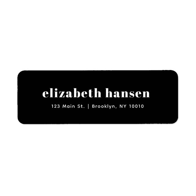 Bold Modern Black Return Address Label (Front)