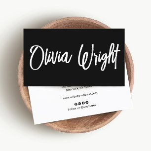 Bold Modern Black Signature Script Typography Business Card