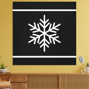 Bold Modern Black White Nordic Stripes Snowflake Canvas Print