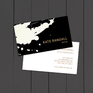 Bold Modern Black White Paint Splatter Business Card